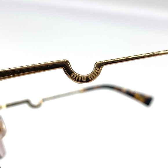 MIU MIU Authentic Scenique Geometric Gradient Gold Tortoise Brown Sunglasses - Picture 3 of 8